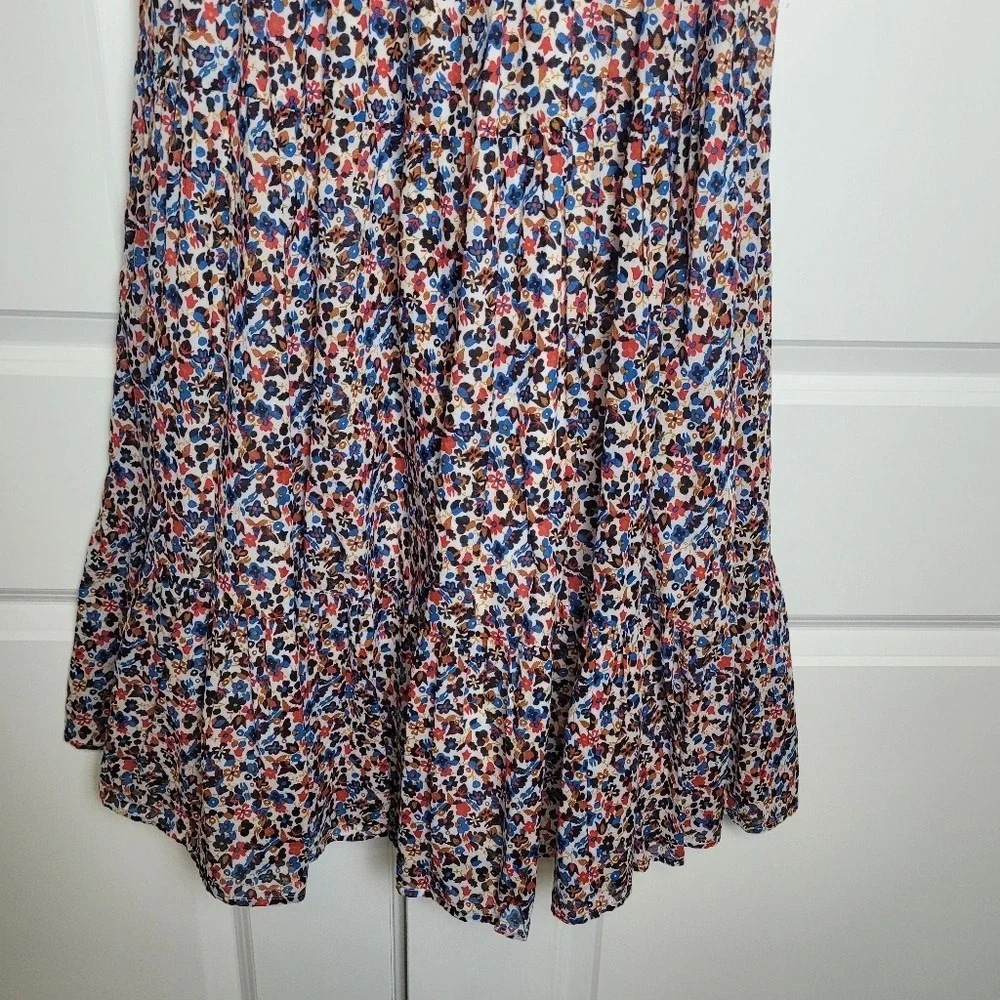 Tory Burch-Printed floral Garden 100% cotton midi dress  Small Elastic Stretch